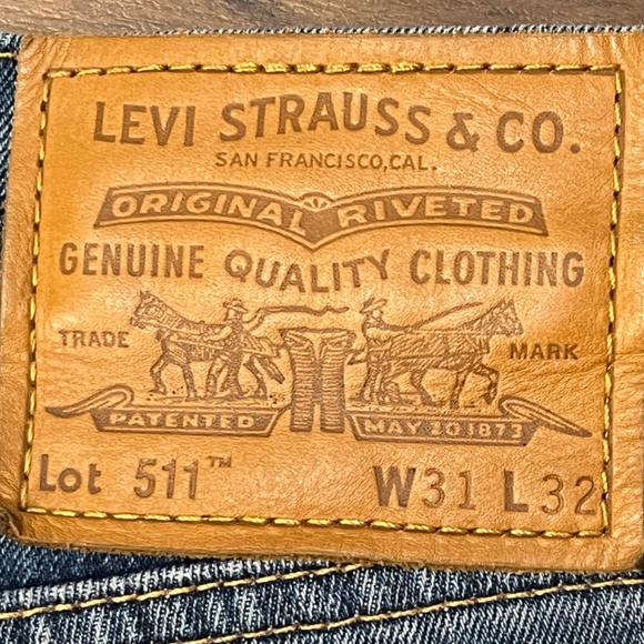 Levi's 511 Men's Plaid Slim Fit Denim Performance Jeans Plaid Lining 31W 32L - Picture 9 of 16